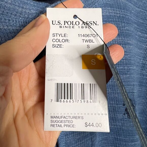 U.S. POLO ASSN SPACE DYE THERMAL HENLEY Sz S Men’s Blue NWT🏷 - Picture 12 of 14